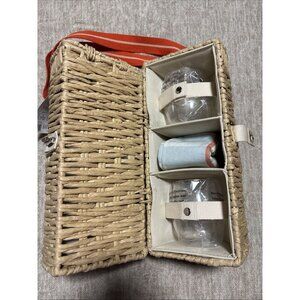 New Woven Basket Hearth And Hand Magnolia Wine Pic Nic Set